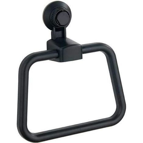 Handtuchring ohne Bohren, ABS-Handtuchringhalter, Saugnapf, Kunststoff-Handtuchstange, Badetuchhalter, Zubehör für Badezimmer und Schlafzimmer, Schwarz (1/5)