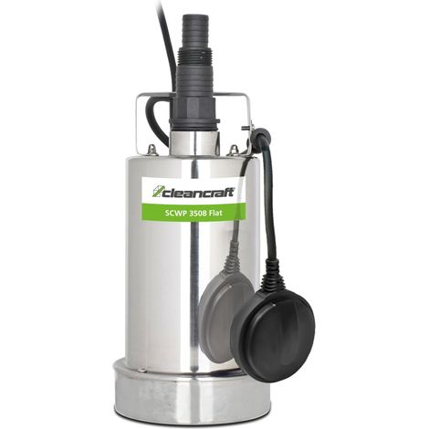 Pompe submersible corps acier inoxydable pour eaux claires jusqu'à 1 mm de niveau résiduel cap. 7500 l/h hauteur de refoulement 8 m 0,35 kW 230 V Cleancraft SCWP 3508 FLAT