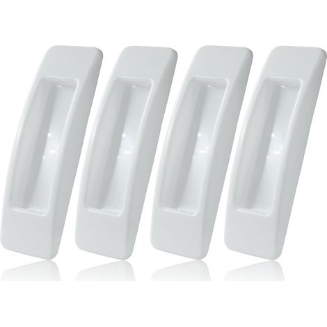 Set mit 4 weißen, selbstklebenden Griffen zur Befestigung an Kunststoffgriffen, kleine Schnellöffnungsgriffe für Türen, Schubladen, Fenster und Schränke. (1/5)