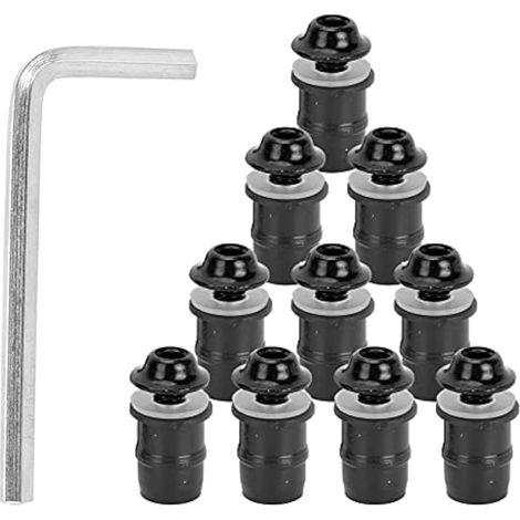 Kit de vis pour pare-brise moto, 10 pièces M5x16mm/0,6 pouce, boulons et écrous de montage universels pour corps de pare-brise avec clé (Noir) (1/4)