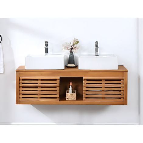 Mobile bagno sospeso con lavabo doppio 130 cm Antracite - PENEBEL