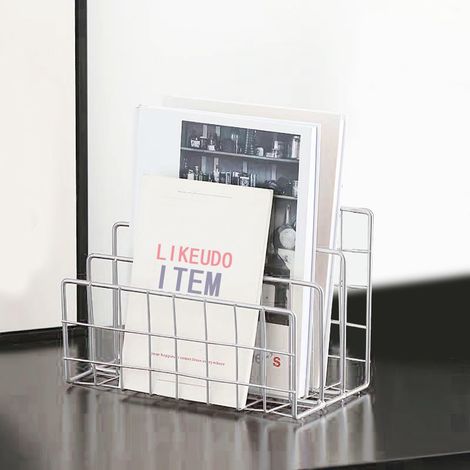 Porte-revues de Bureau Organisateur, Porte-revues Accessoire Bureau en Métal Argenté (1/5)