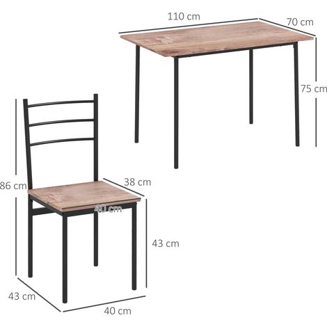 Ensemble table et chaises 5 pièces peu encombrant (1 table de cuisine rectangulaire et 4 chaises modernes, en MDF et acier) (1/5)
