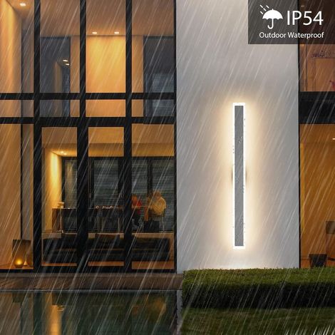 Lange LED-Wandleuchte (30 W) für Villen, Veranda und Garten, IP54 wasserdicht, dunkelgrau, 100 cm lang, warmweiß (3000 K). (1/5)