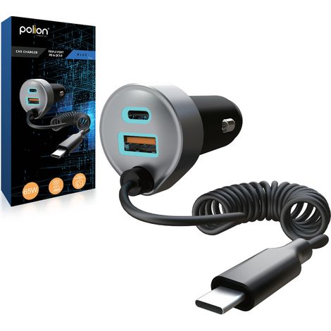 Kfz-Handyladegerät 12V USB-C 65W  2xUSB-C  USB-A  QC  PD