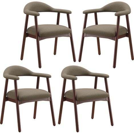 COLAMY Lot de 4 Chaises de Salle à Manger Modernes Style Scandinave, Assise Rembourrée Confortable, Pieds en Bois Massif, Dossier Ergonomique Enveloppant, Marron (1/5)
