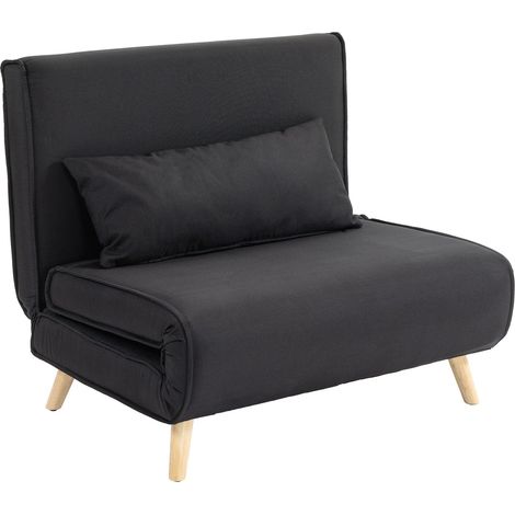 2-in-1 Schlafsessel, bis 350 kg, Schlafsofa mit Bettfunktion, Zierkissen, Klappsessel mit verstellbarer Rückenlehne, Leinenoptik