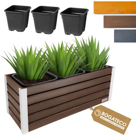 Jardinière Bois Bogateco 100x37x36 cm avec Bac Brun Foncé (1/5)