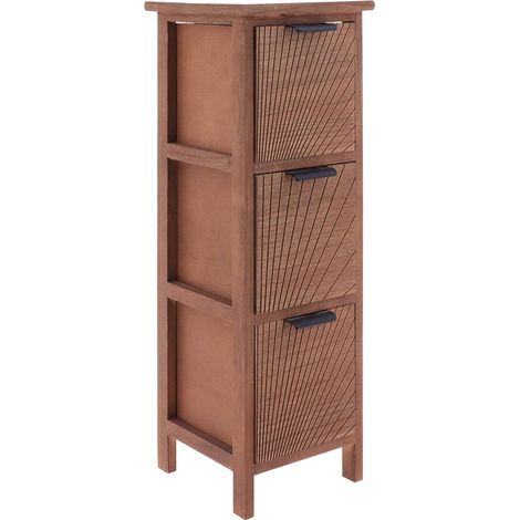 Mueble paulownia mdf chopo con 3 cajones bajos y tiradores metal sonora - marron - Tendance (1/4)
