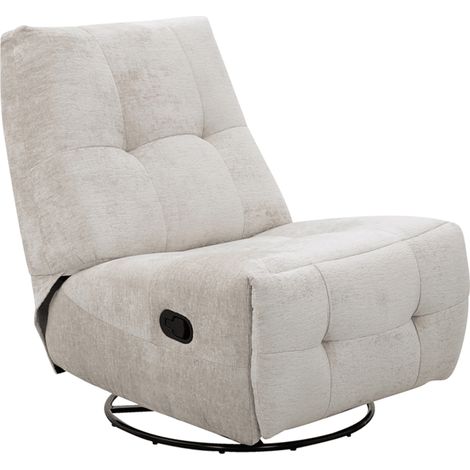 Deco In Paris – Fauteuil relax pivotant en velours chiné beige – Dossier inclinable pour confort sur mesure – Design moderne et épuré (1/5)