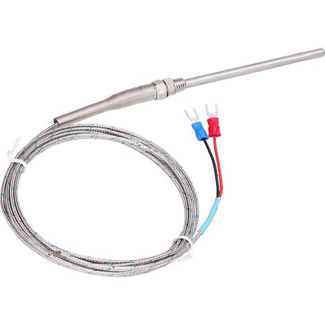 Sonde thermique thermocouple de type K, en acier inoxydable, 0 à 600 °C, WRNT187 (ligne rouge et noire, 2 mètres) (1/5)