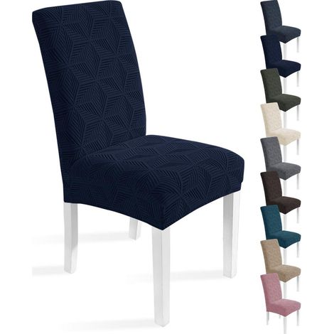 Stuhlbezug 4er Set Dunkelblau, Stretch Hussen für Stühle, Waschbar & Dehnbar (1/5)