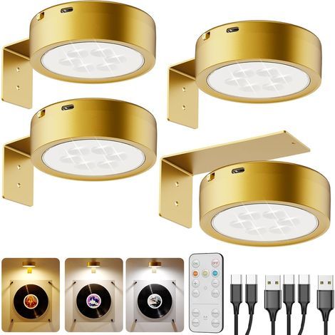 Kabellose LED-Bilderleuchte, Dore 2600 mAh wiederaufladbare USB-Wandleuchte, Innenwandleuchte, Fernbedienung, Bildbeleuchtung, Akku, LED-Spot, selbstklebende Wandleuchten für Bilder und Vitrinen, Schr (1/5)