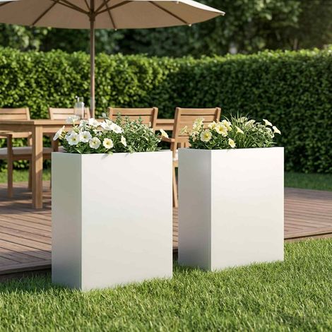 Cache-pot de jardin 2 pc Blanc 40 x 20 x 50 cm (1/5)