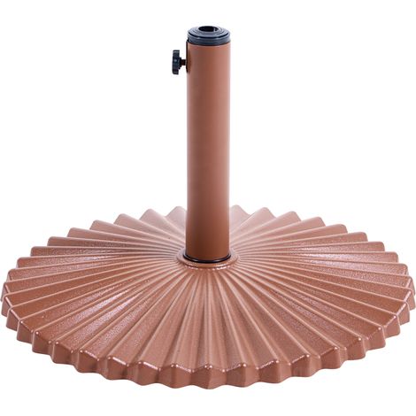 Base para sombrilla de acero acanalado con recubrimiento en polvo resistente a las manchas y agua mástil ajustable marrón Carezza (1/5)
