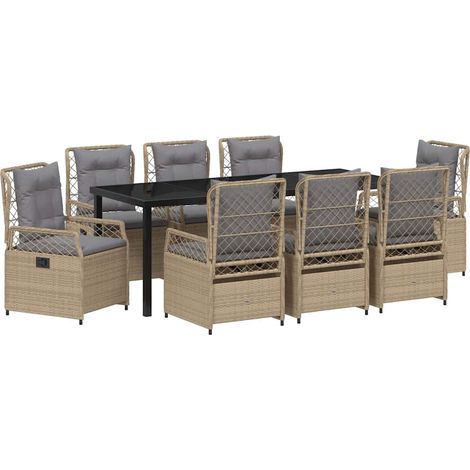 Maison Exclusive - Set da Pranzo per Giardino 9 pcs Beige e Grigio Chiaro