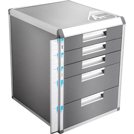 Organizzatore per cassetti, contenitore con serratura, design a 5 strati, GRIGIO (1/2)