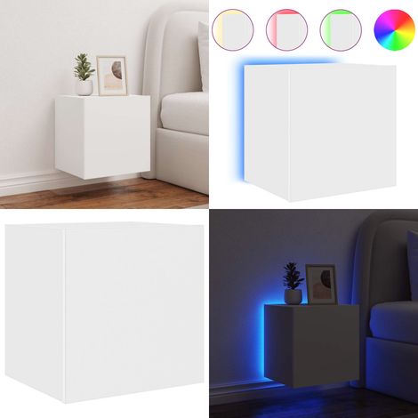 Meuble TV mural avec lumières LED blanc 40,5x35x40 cm - Meuble Tv Mural - Armoire Tv - Étagère Murale - Éclairage Led Rgb - Rangement Mural - Home & Living (1/5)