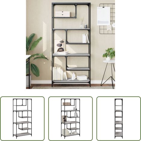 vidaXL Bücherregal Metall - Bücherregal Grau Sonoma 81x36x176 cm Holzwerkstoff (1/5)