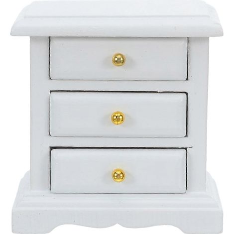 Table de chevet en bois pour maison de poupée (1 pièce), mini meuble, micro-armoire à tiroirs, décoration (1/5)