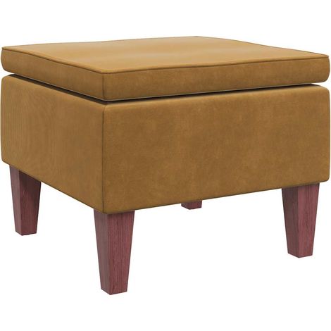 Tabouret,Repose-pied,Pouf avec pieds en bois Marron Velours CFW303014 (1/5)