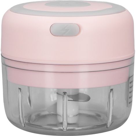 Mini hachoir à ail, lame en acier inoxydable de qualité alimentaire, puissant, rechargeable par USB, presse-ail électrique 100 ml (8,6 x 5,1 x 4,8 cm), rose (1/5)