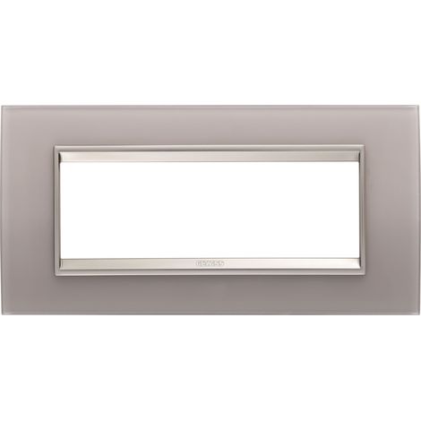 PLAQUE LUX RECT. 6P VERRE GRIS PERLÉ GEWISS GW16206GP