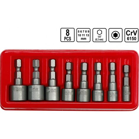 Nuss Stecknuß Bit Satz 5-13 mm für Akkuschrauber 8 tlg