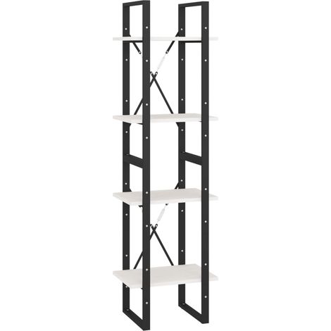 vidaXL Libreria a 4 Ripiani Bianca 40x30x140 cm in Massello di Pino (1/5)