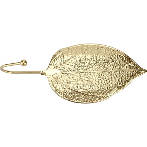Crochet fonctionnel élégant mini cintre en forme de feuille dorée créatif pratique en métal pour porte de placar (1/5)