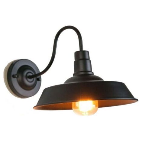 Wall Lights with Plug-in Cord, Retro Black E27 Wall Light, Wall Lights with Plug-in Cord, Industrial Wall Light in Black Finish (1 Light) (1/5)