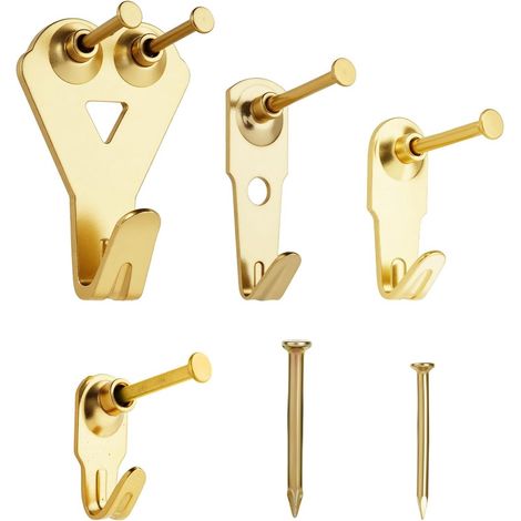 Hochwertiges Bilderhaken-Set, bestehend aus 3 Hakensätzen (50, 30, 20 und 10 lb) und Nägeln. Geeignet für Gipskarton und Holz. – AquaForge (1/5)