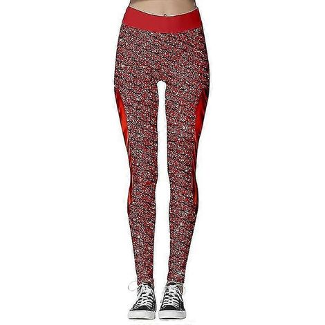 Weihnachtliche Damen-Leggings, Laufhosen, Stretchhosen-S-Red