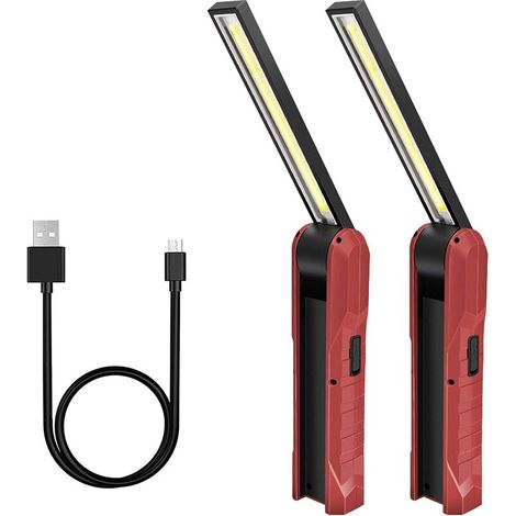 Stück wiederaufladbare LED-Arbeitsleuchte, 5 Modi, faltbar, mechanisches Licht, Taschenlampe, Arbeitsleuchte mit Magnetfuß, Inspektionslampe für Camping, Autoreparatur, Rot (1/5)