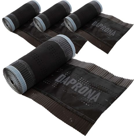 DAPRONA Firstband, Firstrolle Alu Super Vent 5m, Rollfirst für eine optimale Dachfirst Abdeckung, Super Butylkleber - Braun, 4 Rollen, 320mm