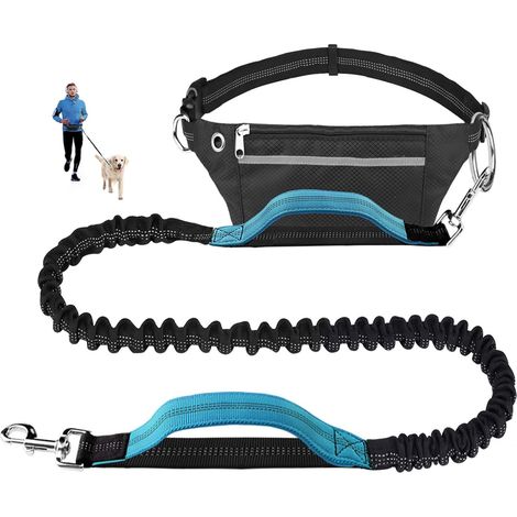 Laisse Mains Libres Pour Chien - 130 cm Rétractable Jusqu'à 150 cm - Ceinture Ajustable Avec Bandes Réfléchissantes - Poche Intégrée - 1 Pièce (1/5)