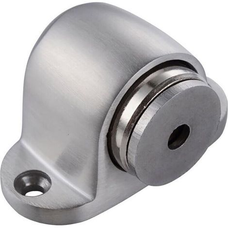 Floor-Mounted Magnetic Door Stop in Brushed Metal (1/4)