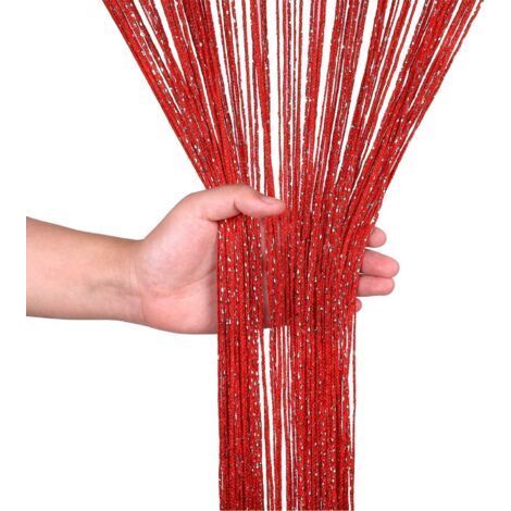 100 x 200 cm Rope Curtains Sequin Fringe Panel Fly Screen Room Divider Tassel Curtain for Doors, Gate, Windows, Home Decoration, Event Decoration (1/4)
