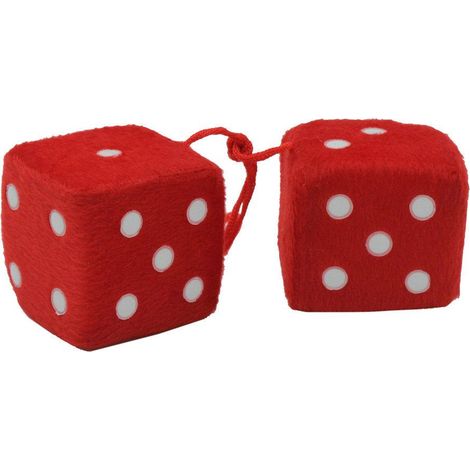 Paire de dés porte-bonheur rouges pour rétroviseur auto, sans ventouses, suspension décorative d'habitacle, idéale pour tableau de bord, paroi intérieure, réfrigérateur. (1/5)