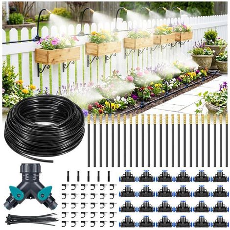 Kit d'irrigation goutte à goutte 30 m - 24 buses en cuivre - Orientable à 360° - Raccord rapide - Jardin, serre, balcon (1/5)