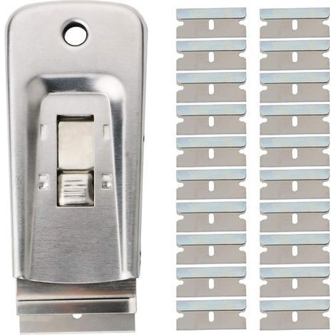 Peinture Scraper, Rétractable Razor Window Film Outil, Mini Grattoir Acier Inoxydable avec 20 Lames pour Suppression de l'enregistrement, Autocollants, Adhésifs et Plus (1/5)