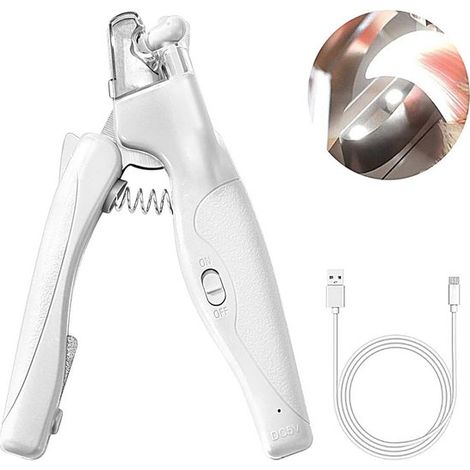 Coupe-ongles professionnel pour animaux avec lumière LED – Soin des ongles sûr pour chats et chiens (blanc) (1/5)