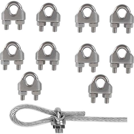 10PCS M8 Serre-câbles U Acier Inox 304 Clips Fixation Câble Métallique pour Extérieur Linge (1/5)
