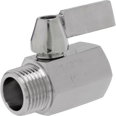 Mini-vanne à bille en acier inoxydable 304 (filetage NPT femelle x mâle 1/2 pouce), tête de régulateur de débit d'eau C (1/5)