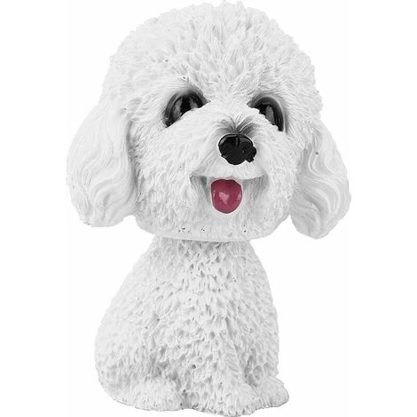 hochement de tête Chien poupée Mignon Ornements de Chien, Simulation secouant la tête Chien décor Bobble-tête Jouet , Tableau de Bord décoration Cadeaux créatifs pour (Blanc) (1/5)