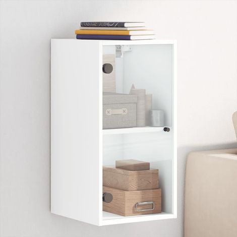 Armoire murale avec portes en verre-Armoire suspendue-Meuble de rangement blanc 35x37x68,5 cm 688905 (1/5)