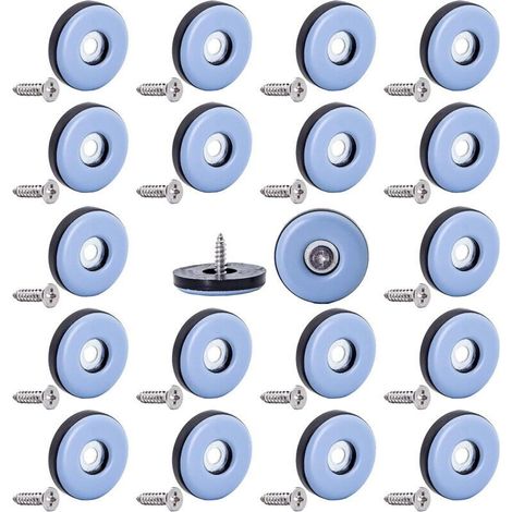 Lot de 20 patins de meubles en téflon de 22 mm pour pieds de chaise, protections de sol, patins de meubles mobiles en PTFE ave