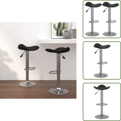 Tabourets de bar lot de 2 noir acier chromé et cuir artificiel - Tabouret De Bar - Tabourets De Bar - Chaise De Comptoir - Chaises De Comptoir - Mobilier De Cuisine (1/5)