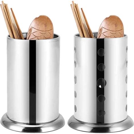 Porte-couverts, lot de 2 porte-ustensiles de cuisine, en acier inoxydable (1/5)