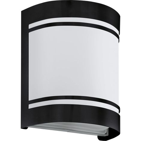 EGLO APPLIQUE MURALE EXTÉRIEURE LED CERNO, EN ACIER ZINGUÉ NOIR ET VERRE OPAQUE, DOUILLE E27, IP44 (1/4)